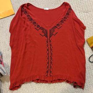 Others Follow Red Embroidered Blouse
